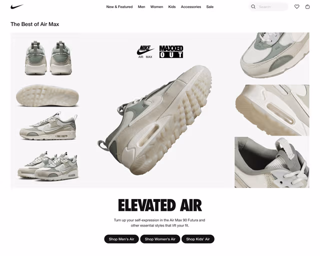 Preview screenshot of Nike website